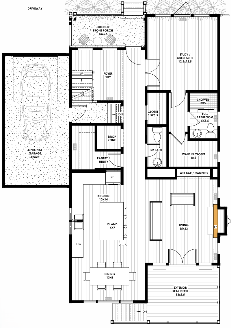 Main level floor plan