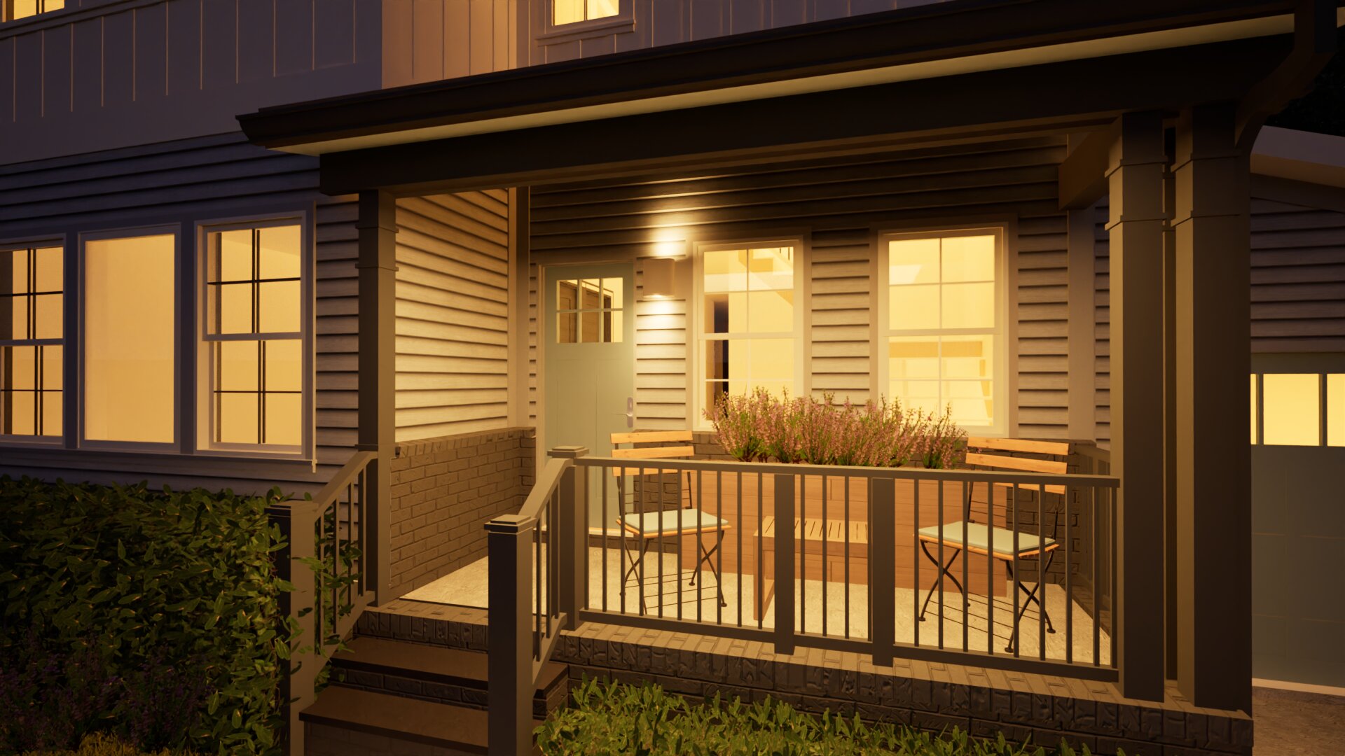 Evening porch render